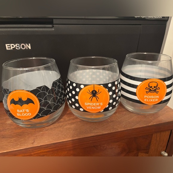 Halloween stemless wineglasses set of 3 - Picture 1 of 6